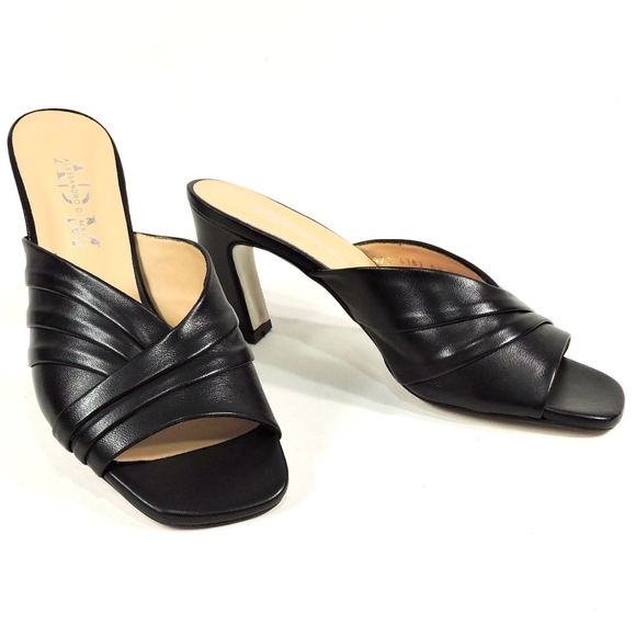 ALESSANDRO DI MARIA LEATHER SUMMER MULES - Picture 1 of 8